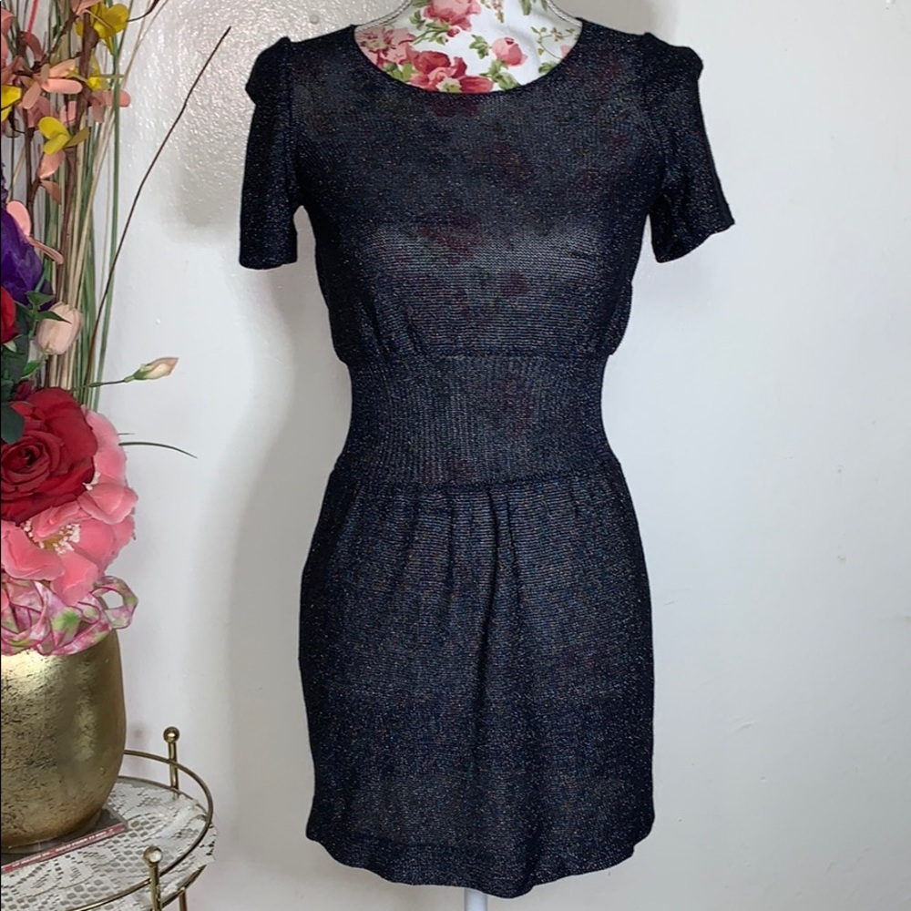 Cute Navy/multicolored sparkles dress/long blouse